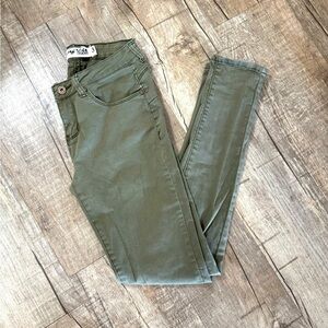 Army Green Olive Monkey Ride Womens Juniors Green Skinny Jeans